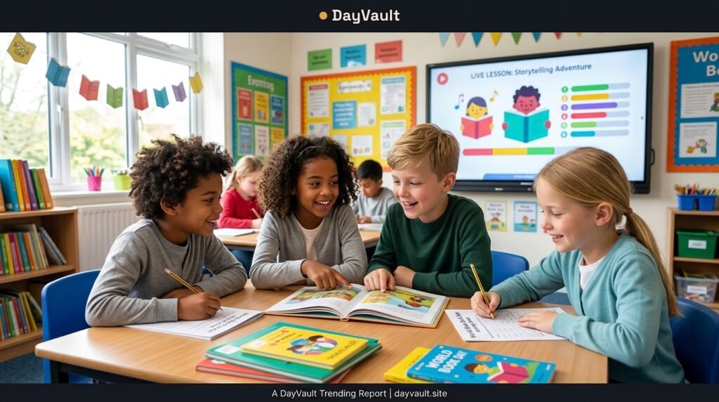 world book day live lesson 2026 trending Live Lesson 2026 classroom celebration with children reading books