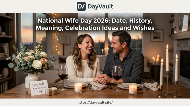National Wife Day 2026 couple celebrating Wife Appreciation Day with flowers and appreciation card