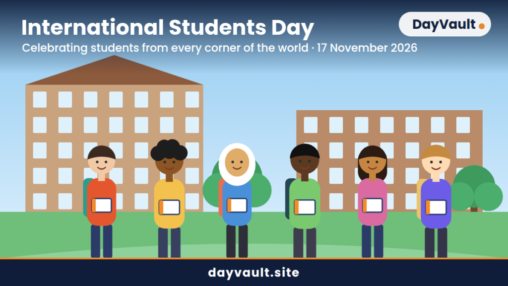 International Students Day celebration featuring diverse university students learning together on campus