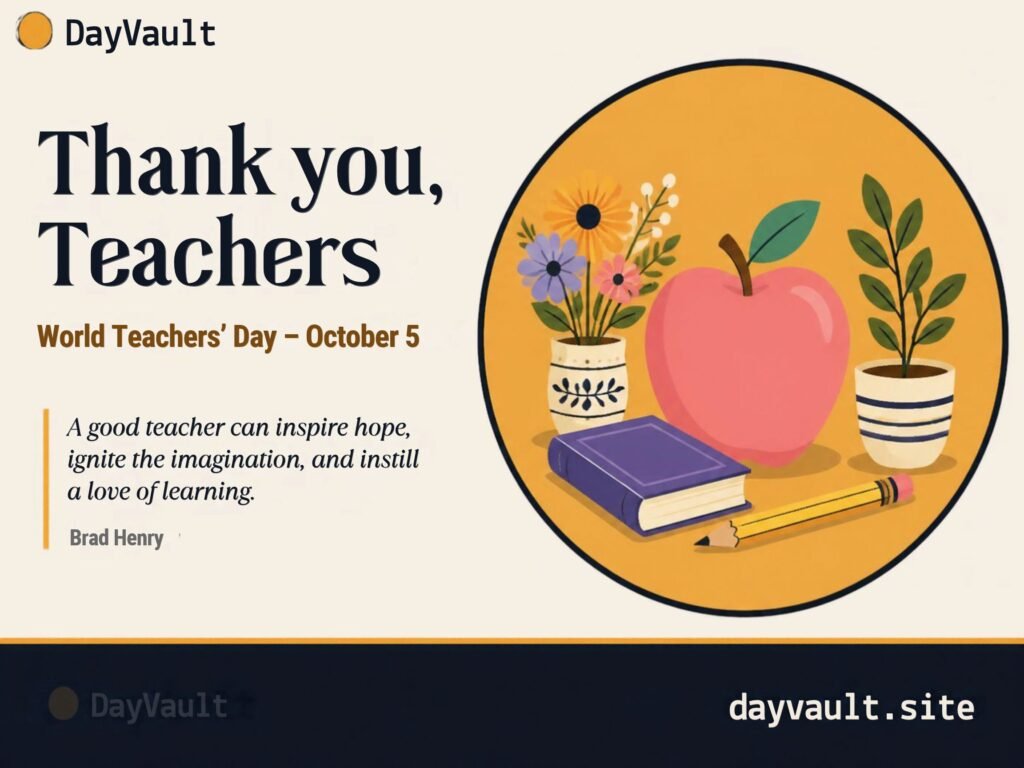 Students celebrating World Teachers’ Day with their teacher in a classroom