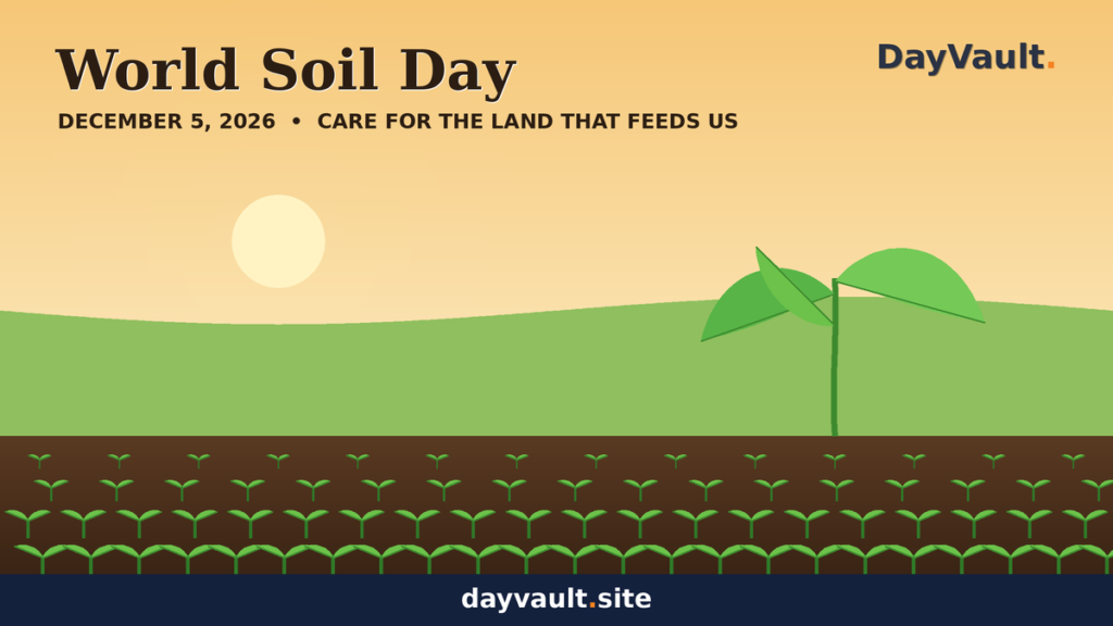 World Soil Day awareness showing healthy soil, young green plants, and hands holding fertile earth