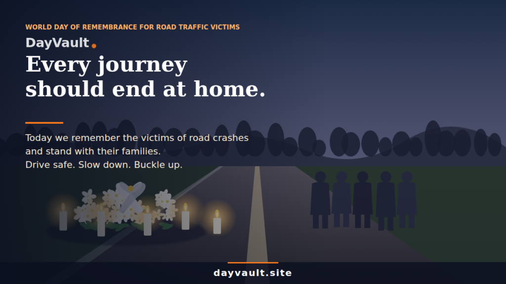 World Day of Remembrance for Road Traffic Victims honoring lives lost in road crashes and promoting road safety awareness