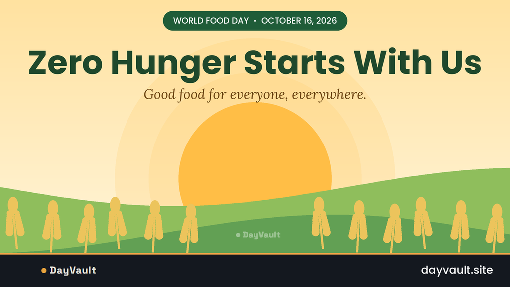 World Food Day awareness showing fresh food, farmers, and a community sharing nutritious meals