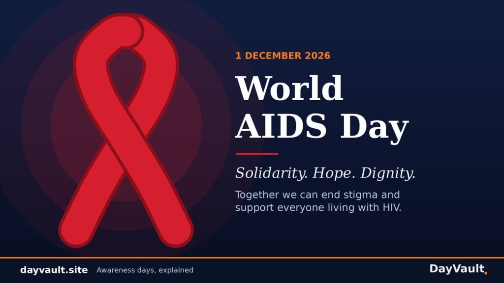 World AIDS Day awareness featuring a red ribbon symbolizing solidarity with people affected by HIV and AIDS