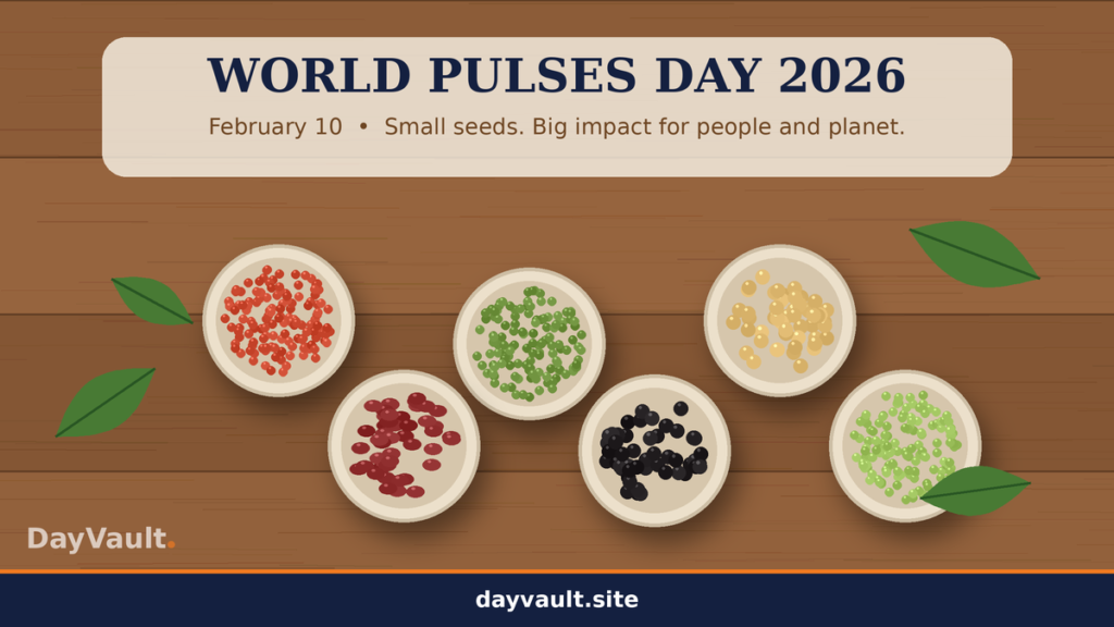 World Pulses Day featuring a variety of nutritious pulses, including lentils, chickpeas, beans, and dried peas.