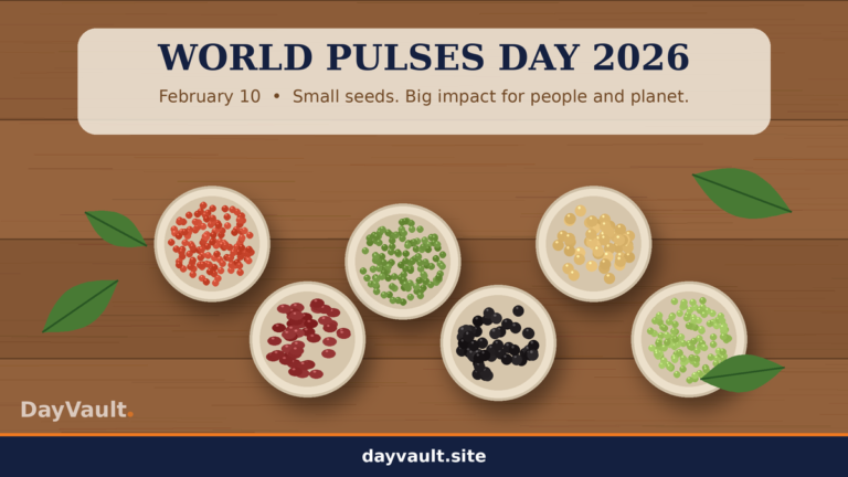 World Pulses Day featuring a variety of nutritious pulses, including lentils, chickpeas, beans, and dried peas.